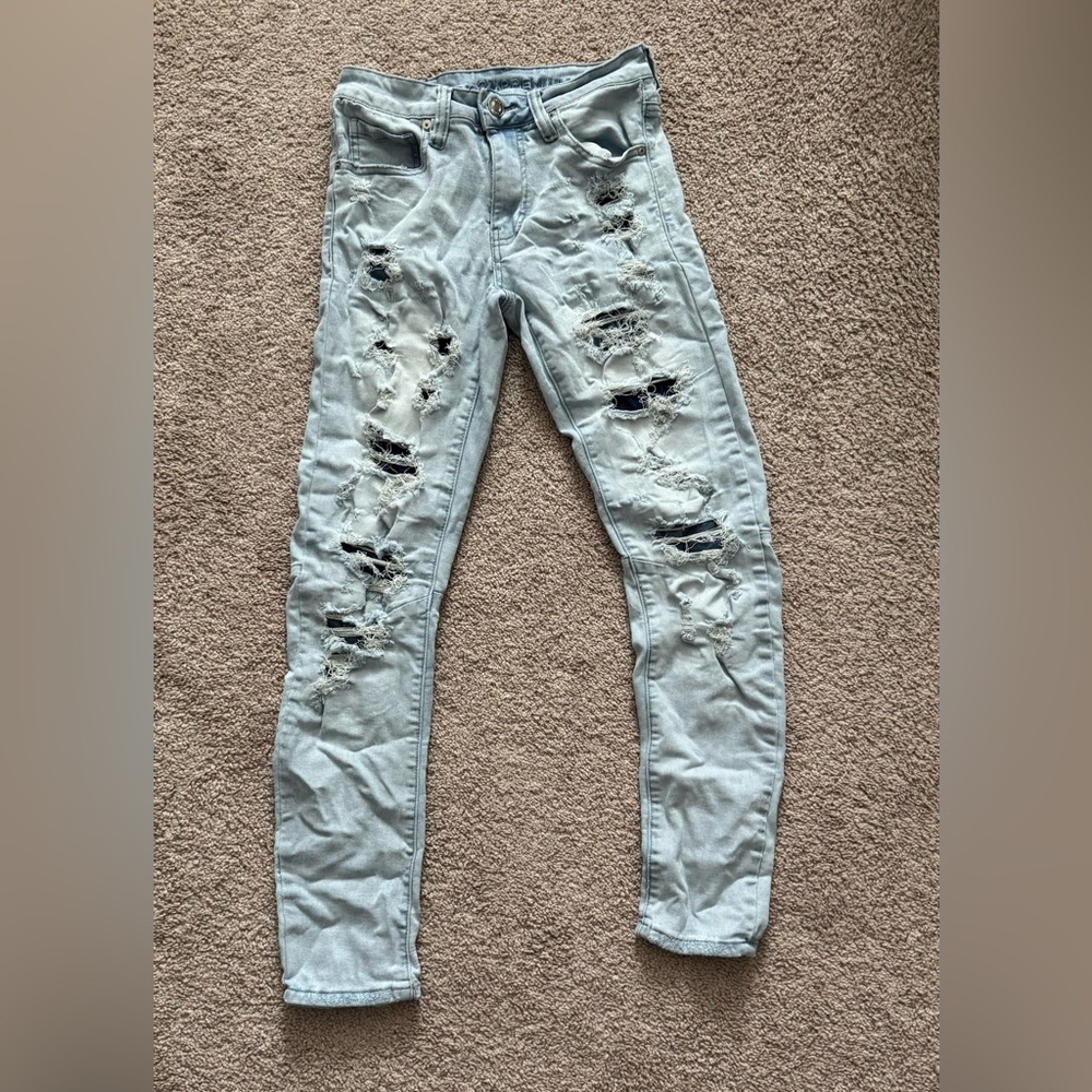 Rue21 Blue Skinny Distressed Jeans